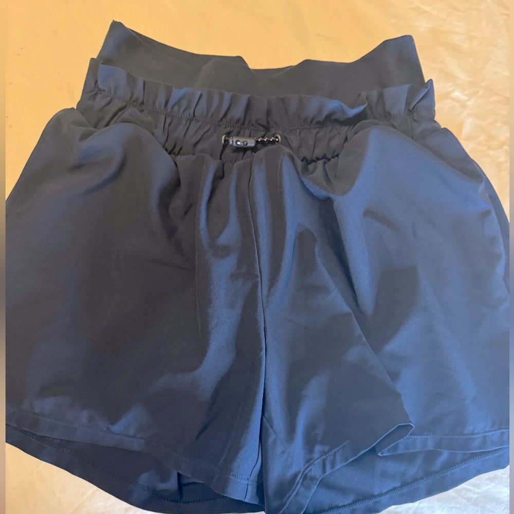 Navy Blue Zella Yoga Shorts Drawstring with spandex underneath